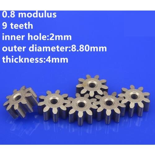 10pcs/lot Iron Gear 9 Teeth Inner Bore 2mm 0.8 Modulus for Model Motor Shaft Gear