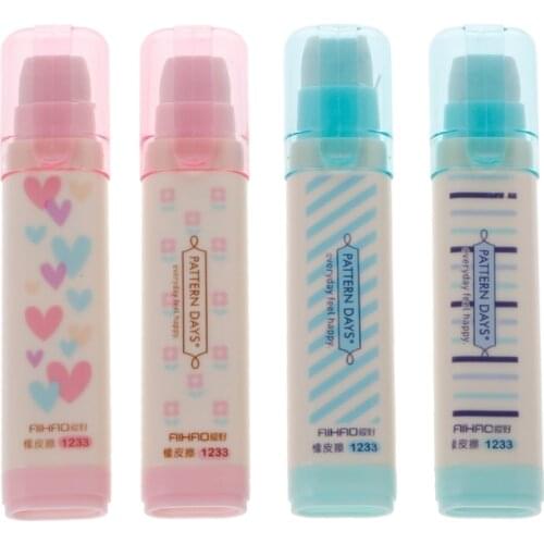 Cute Kawaii Heart Flower Rubber Erasers Lovely Stripe Pencil Eraser For Kid Gift