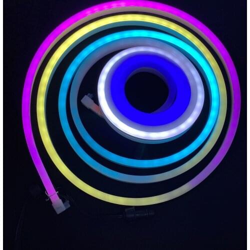 10mm*18mmm size,5m long/ 60pixels/m/ DC12V WS2815 addressable pixel rgb neon strip light;IP65;0.2m xConnect pigtails