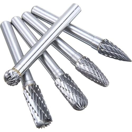 New 5pcs Rotary Burr Set Tungsten Carbide Burrs 1/4" Shank Die Grinder Bit Tool For Processing Copper Aluminum Iron Marble