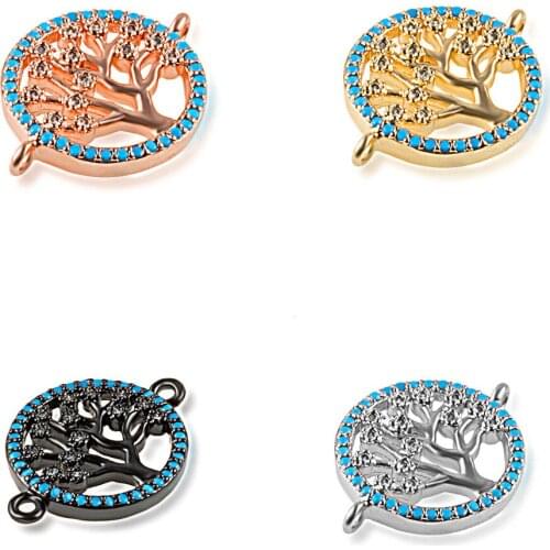 20*20mm NEW tree of life pendant necklace connector jewelry accessories diy miniature precision inlay cubic zircon bracelet gift