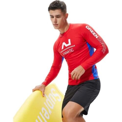 New Men Sports Fitness Swimsuit Beach Diving Suit Men Surf Suit Wetsuit Men Surfing Suit Long Sleeve Swimwear Top