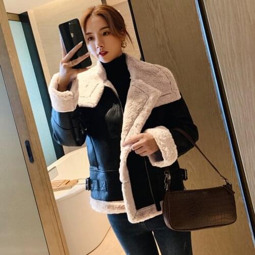 Autumn Winter Leather Jacket Women Faux Fur Coat Ladies Slim Short Motorcyle Biker Jacket Basic Warm Plush Outerwear