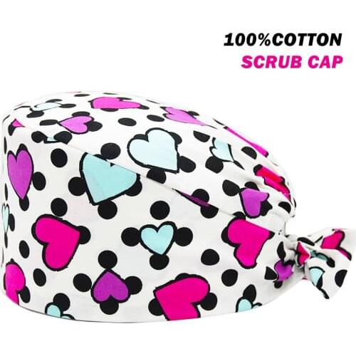 New Unisex Nurse Work Caps Anime Printing Pure Cotton Caps Pet Grooming Nursing Hat Working Accessories Men And Women Wholesale