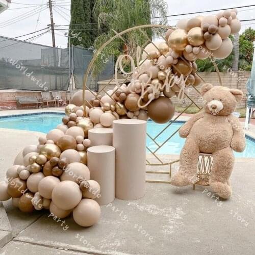 Gender Reveal Decoration Baby Shower Doubled Apricot Chocolate Brown Balloon Arch Garland Wedding Supplies Birthday Party Decor