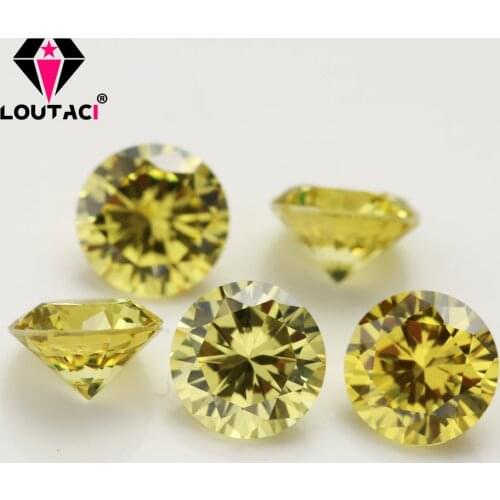 Loutaci Clear Zircon Stone Jewellery Engagement Ring Olive Yellow Round 5AAAAA Middle Size2.7-7.5mm