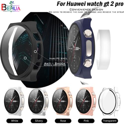 For Huawei Watch GT 2 pro Screen Protective Watch Case +Tempered film Full Protector Plating Frosted Pc Hard Cover Accessories