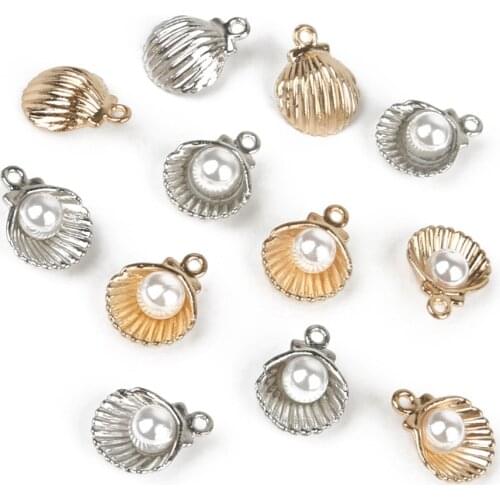 10pcs/lot 11x15cm Alloy Enamel Pearl Shell Charms For Bracelet Jewelry Making DIY Necklace Pendants Findings