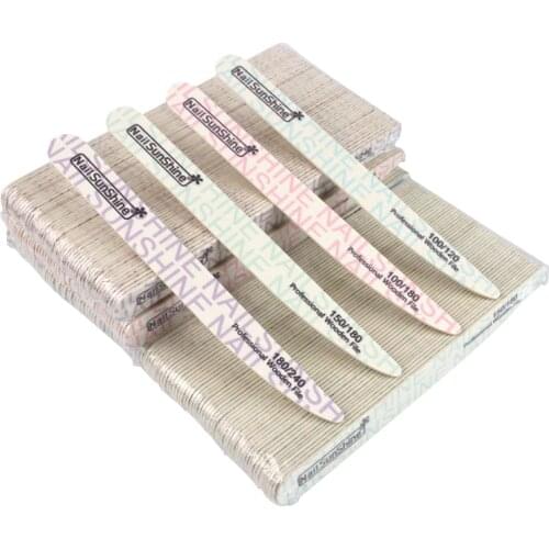100pcs/lot Professional nagelvijl Wooden Strong Stick Files Buffer 100/180 Washable Double Sided Manicure Emery Board Nail Files