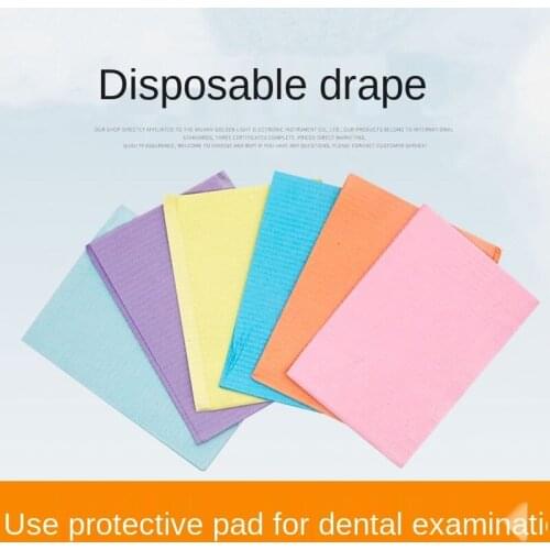 125pcs Disposable Waterproof Medical Paper Dental Hygiene Bib Neckerchief Wood Pulp Paper Dental Clean Pad Sheets