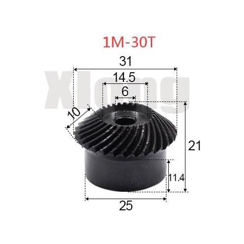 2pcs 1M-30Teeths Inner Hole: 6mm Precision Spiral Bevel Gear Spiral Bevel Gear