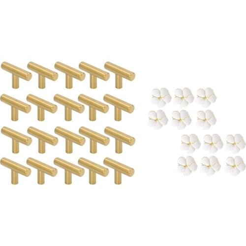 20 Pcs 50mm Long Single Hole Cabinet Knobs and Pulls & 12 Pcs Flower Napkin Buckle Napkin Ring Napkin Ring