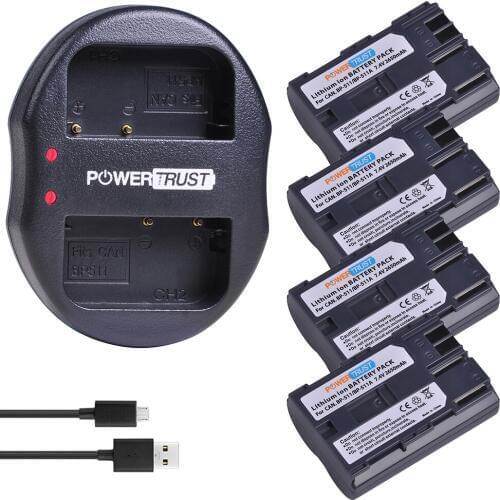 4x 2650mAh BP-511A BP-511 BP 511 BP511 Battery + USB Dual Charger for Canon BP-511 G6 G5 G3 G2 G1 EOS 300D 50D 40D 30D 20D 5D