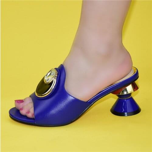 7.5CM Slippers Shoes Closed High Heel Italian Shoes Nigerian African Sandals Shoes For Women 2021 Pumps Shoes For Party 86-20