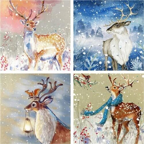 New Full Drill Square/Round Diamond Painting Christmas Deer Diamond Embroidery Snow Cross Stitch Animal Kit Needlework Wall Art