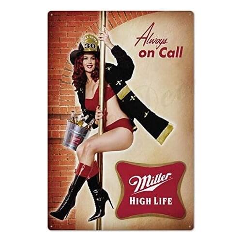 AYLAODI 1pcs Pin Up Girl Tin Sign Plaque Metal Vintage Sexy Metal Sign Wall Decor for Bar Pub Club Man Cave Retro Signs Metal