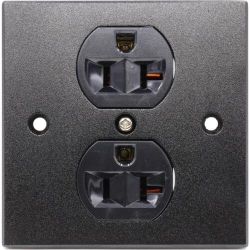 Free shipping 1x US AC black Power Receptacle Wall Outlet Red Copper Socket HIFI Duplex Plate