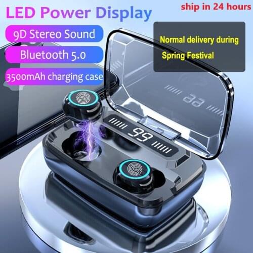 3500mAh LED Bluetooth Wireless Earphones Headphones Earbuds TWS Touch Control Sport Headset Noise Cancel Earphone for xiaomi