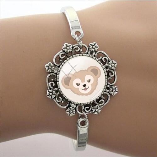 Disney Creative Design Bracelet Dome Bunny Bear Picture Bracelet Duffy And Shirley Plum Pattern Bracelet Glass For Friends