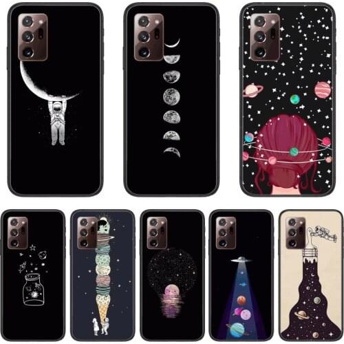 Planet Phone Case cover hull For SamSung note20 10 9 8 4 pro plus black prime soft bumper Transparent