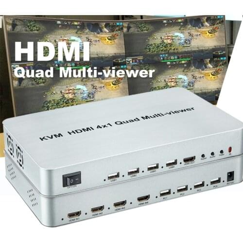 KVM HDMI 4x1 Quad Multi-viewer Seamless Switch Screen Segmentation Switcher USB Keyboard Mouse Control,Laptop Notebook PC To TV