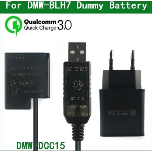 DMW-BLH7 Dummy Battery DMW-AC8 DMW-DCC15 DC Coupler for Panasonic DMC-GM1 GM5 GF7 GF8 LX9 LX10 LX15 DC-GF9 GF10 GF90 GX800 GX850