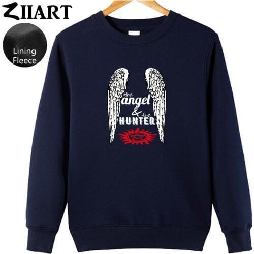 The Angel The Hunter Supernatural Wing Castiel Red Anti-Possession Couple Clothes Woman Girl Fleece Pullover Sweatshirts ZIIART