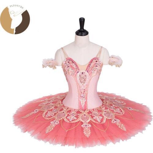 FLTOTURE AT1298 Classical Ballet Tutu Girls Pink Tutu With Lace Ballet Nutcracker Tutu Skirt For Sale Child Ballet Costumes