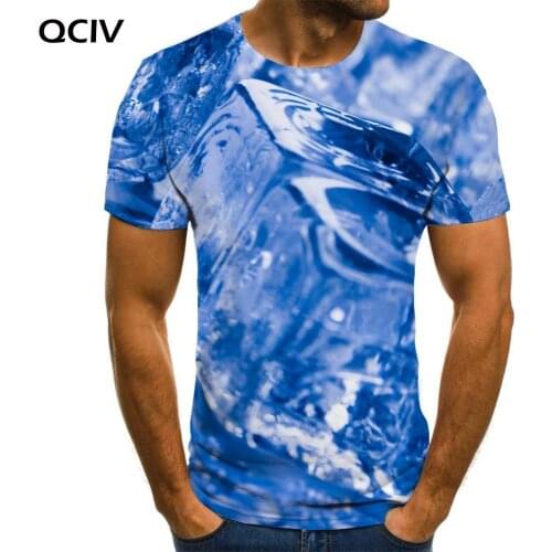 QCIV Geometry T-shirt Men Ice Cube Anime Clothes Water Funny T shirts Creativity Tshirt Printed Short Sleeve Punk Rock Fashion