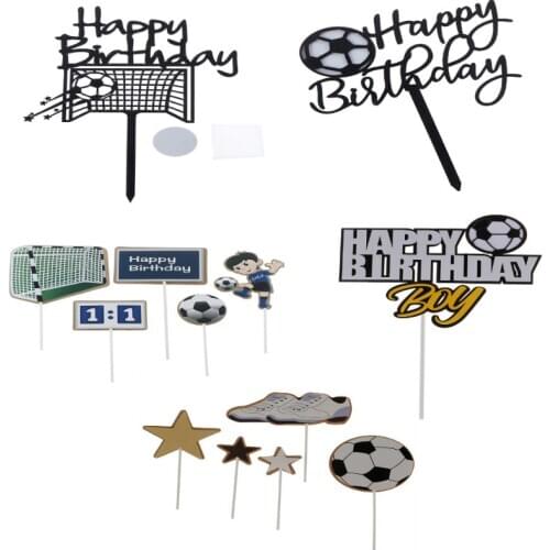 1pc /1set Football Acrylic Cake Topper Novelty Soccer Happy Birthday Cake Topper For Boys Birthday Sports Party Cake Decorations