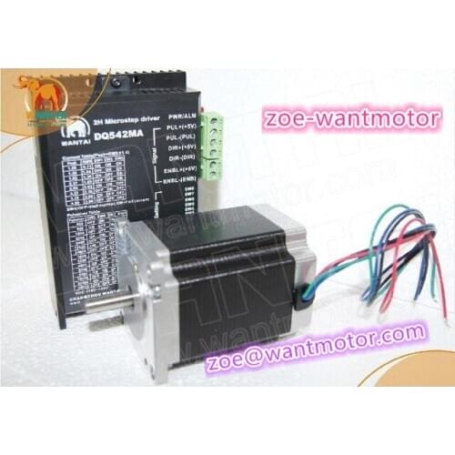 Good CNC!Wantai Nema23 Stepper Motor 57BYGH627 270oz-in+Driver DQ542MA 4.2A 50V 128micro CNC Router Grind Plasma Foam Mill