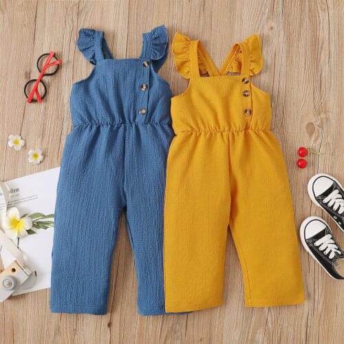 Toddler Girl Jumpsuits Overall Kids Button Baby Girls Jumpsuit Outdoor Clothing Children Pants Toddler Bib Trousers