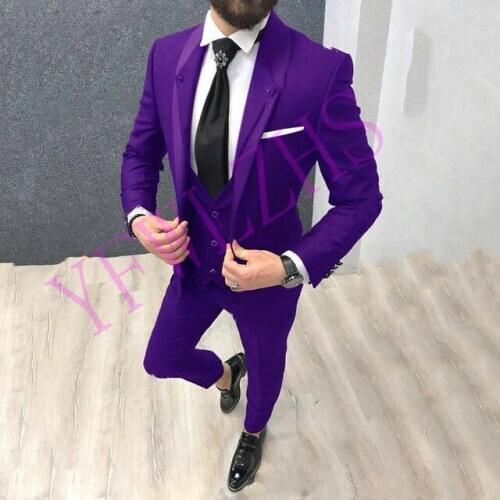 Handsome Groomsmen Shawl Lapel Groom Tuxedos Mens Wedding Dress Man Jacket Blazer Prom Dinner (Jacket+Pants+Tie+Vest) A205