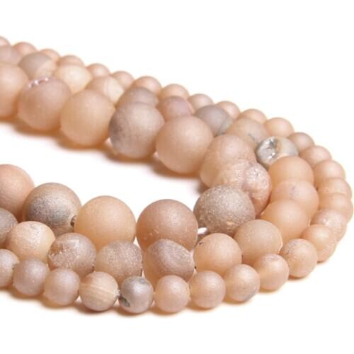 6 8 10 12mm Natural Round Metallic Coated Geode Druzy Agates Stone loose Beads For DIY Necklace Bracelets Earring Jewelry Making