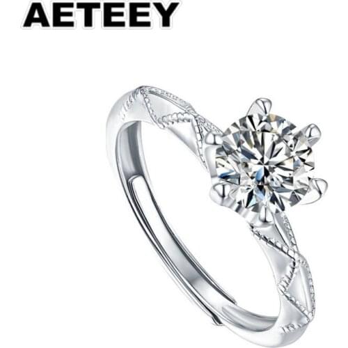 Round Sparkling Moissanite Ring 925 Sterling Silver Excellent Cut Diamond Test Past Wedding Rings JA-48