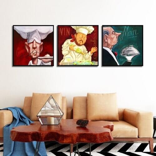 The Chef To Cook Dishes And Waiter Serves Posters Home Decoration Minimalism Canvas Painting Print Wall Picture for Living Room