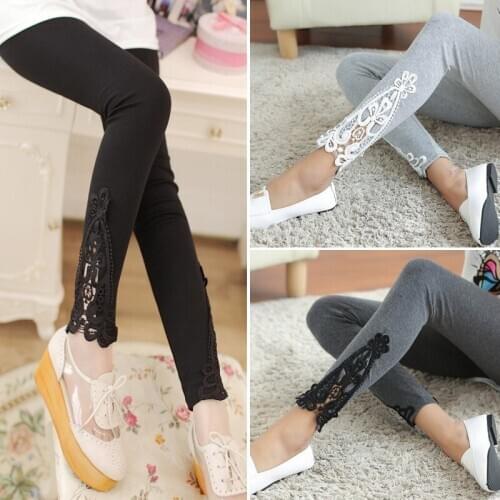 New Sexy Womens Lady Skinny Carved Lace Leggings Stretch Ripped High Waist Casual Legging 4 colors