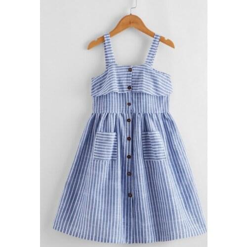 2020 Summer Baby Girls Striped Sling Dress, Princess Kids Cute Clothing 5 pieces/lot
