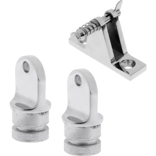 Marine Boat Bimini Top Deck Hinge with 2 Inside Eye End Fitting Hardware