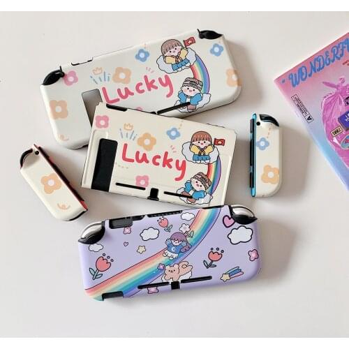 Cartoon Lucky Rainbow Slide Girl Switch Game Console Protective Case Cover For Nintendo Switch And Lite