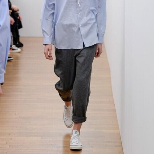 Mens woolen cloth casual pants nine-point pants loose winter new products customized show five-point pants woolen pants