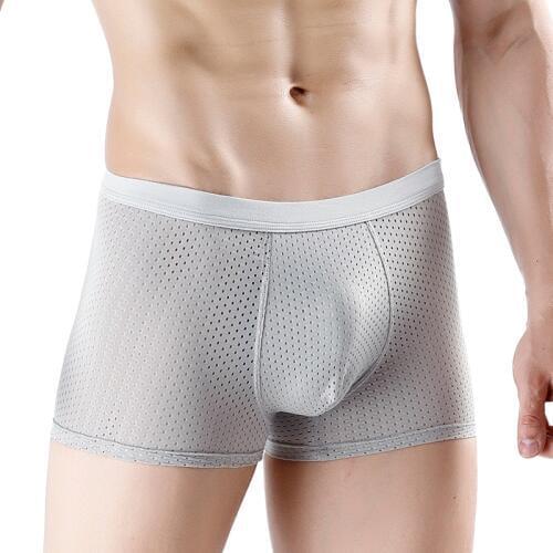 Summer Hollow Ice Silk Boxer Shorts Breathable Mens U Convex Sexy Underwear Boxer Men Modal Underpants 4XL