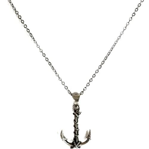 Men necklace stainless steel Necklace Women Men Simple Long Chain Rectangular pendant Necklace Silver Anchor Silver Mens