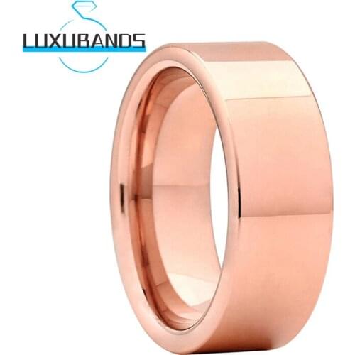 8MM Wedding Rings For Men Wemen Tungsten Engagement Bands Rose Gold Flat Polished Finished Comfort Fit
