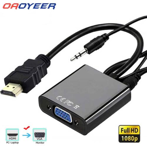 HDMI-compatible 1.4 to VGA Adapter Male To Famale Converter Adapter Full 1080P Digital to Analog Video Audio For Laptop Tablet