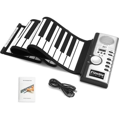 Portable 61 Keys Flexible Silicon Roll Up Piano USB Electronic MIDI Keyboard Hand Rolled Musical Instrument