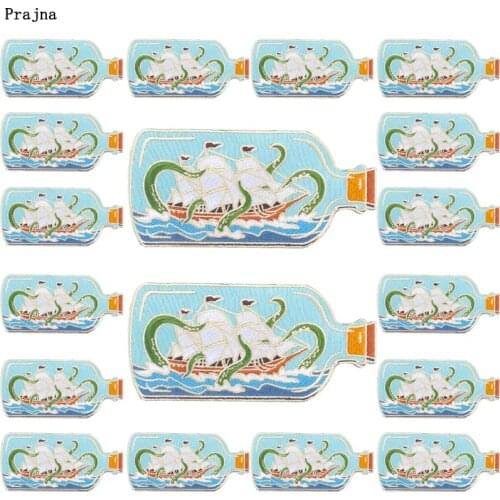 Prajna 10 PCS Waves Embroidered Patches For Clothing Thermoadhesive Patches Drifting Bottle Patch Iron On Patches On Clothes