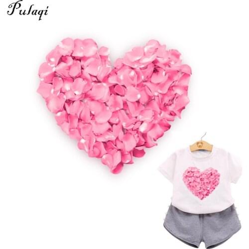 Pulaqi DIY Lovely Heart Patch Iron On Transfers For T Shirt Clothes Applique Vinyl Heat Thermal Transfer Sticker Fabric Badges B