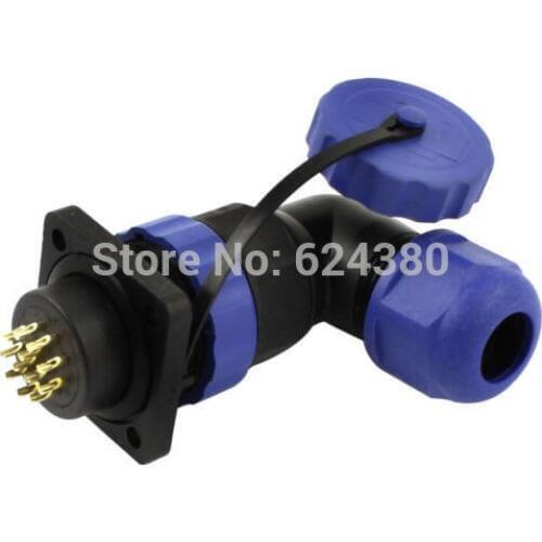 Dustproof Waterproof Aviation Connector Right Angle SD20 20mm 12 Pin Square Flange Male Female Plastic Socket Plug IP68 Discount
