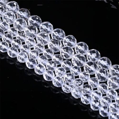 RONGQING High Quality 64 Faceted White Crystal Beads 6mm-14mm Clear Nature Crystal Loose Beads for Jewlery Making DIY